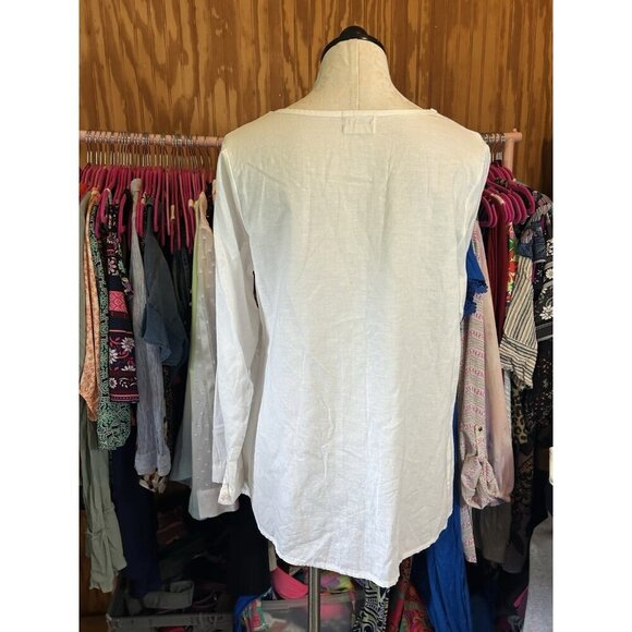 Karta Cottagecore Prairie Tunic Top Boho Embroidered Floral Long Sleeve White L? - Picture 8 of 10